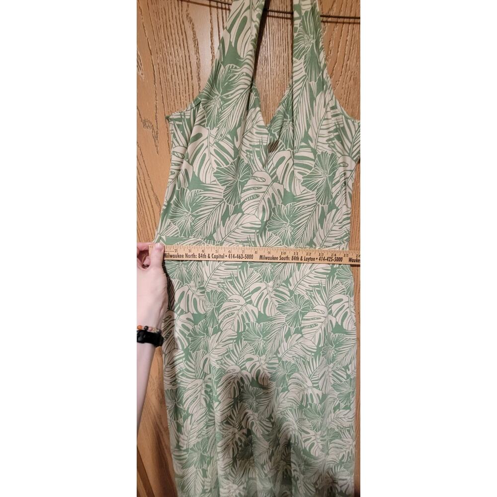 Pact Green Tropical Print Maxi Dress Womens Large Fit & Flare Open Back Organic - Picture 6 of 10